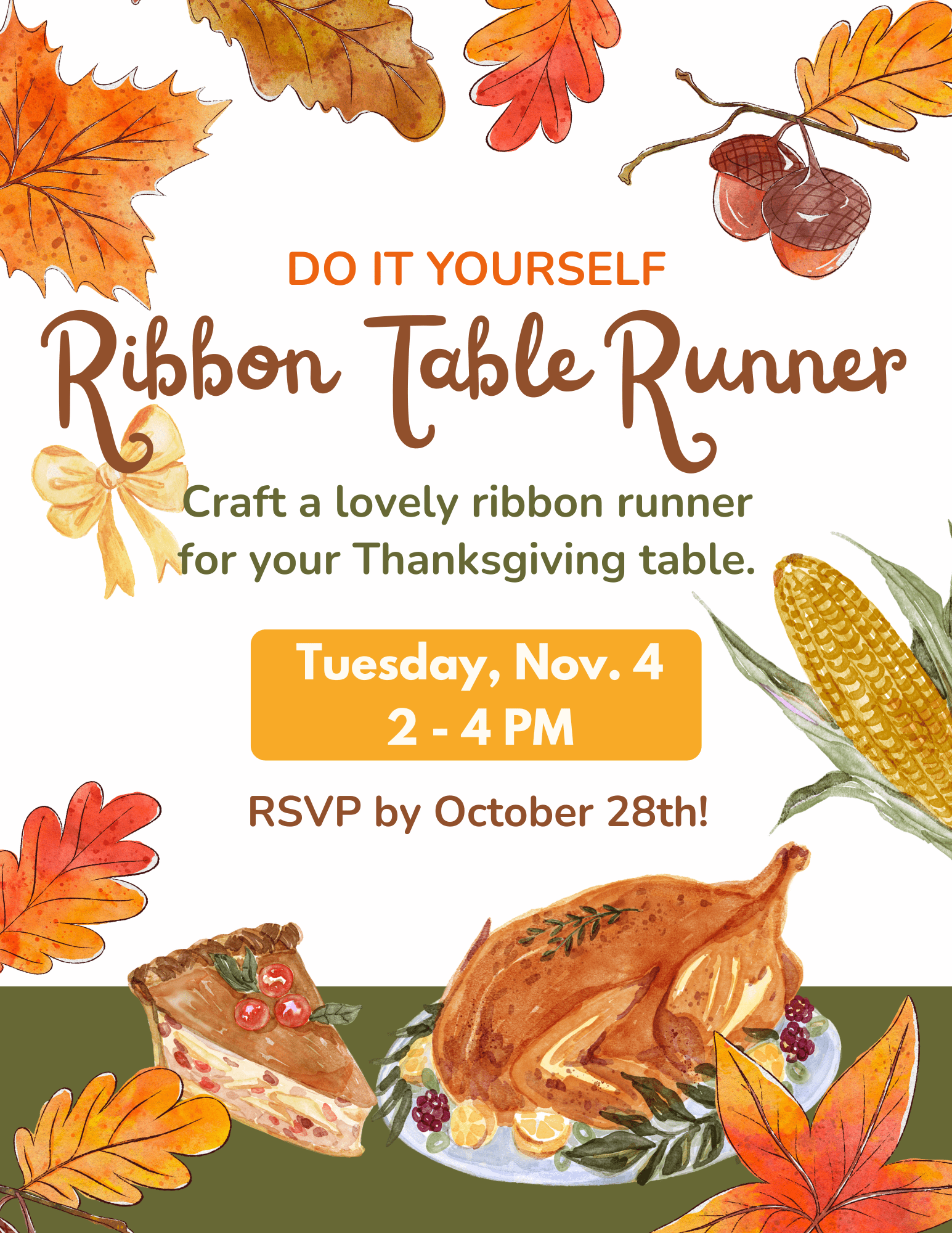 Make your own Thanksgiving table ribbon runner